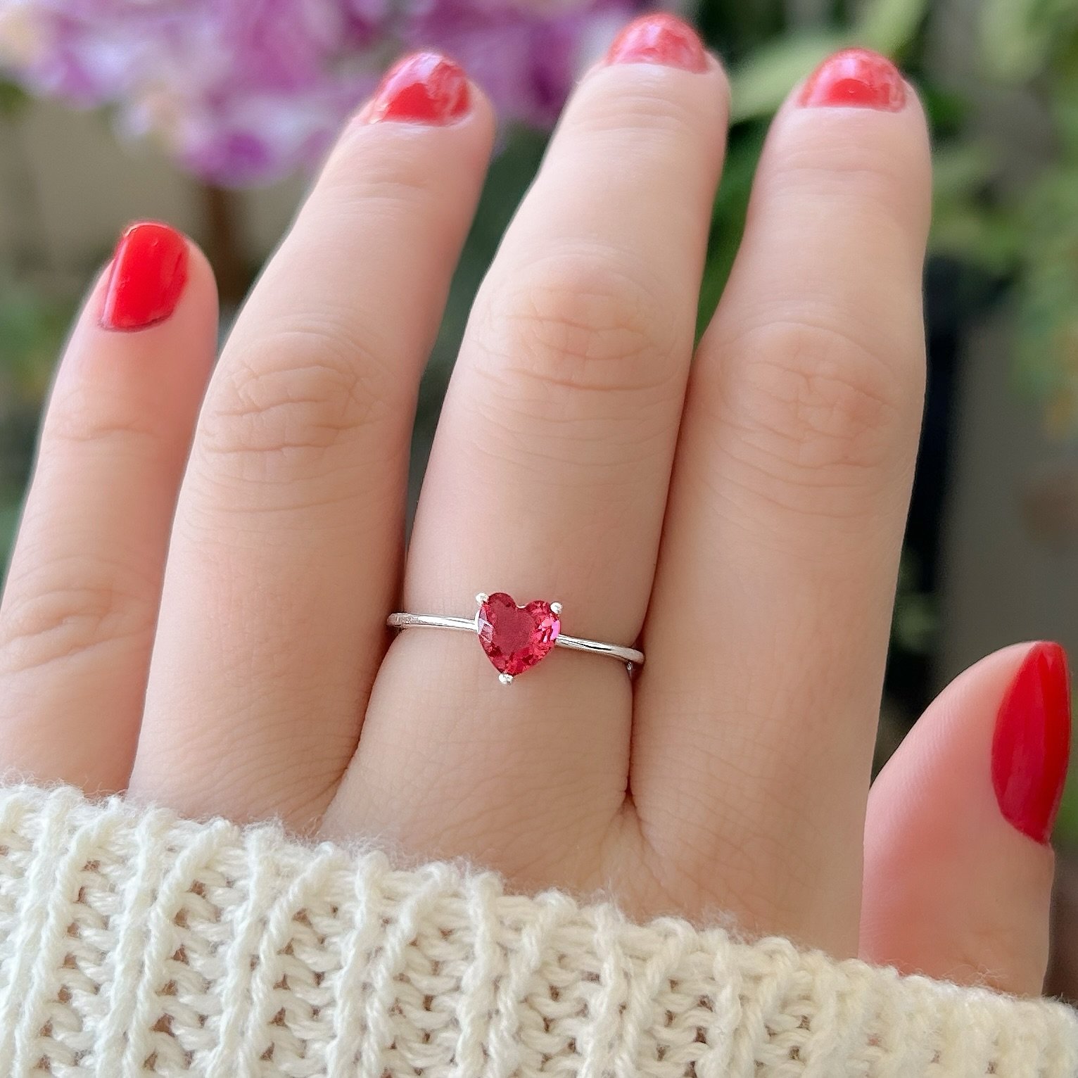 ANEL PRATA SOLITARIO ZIRCONIA CORACAO ROSA