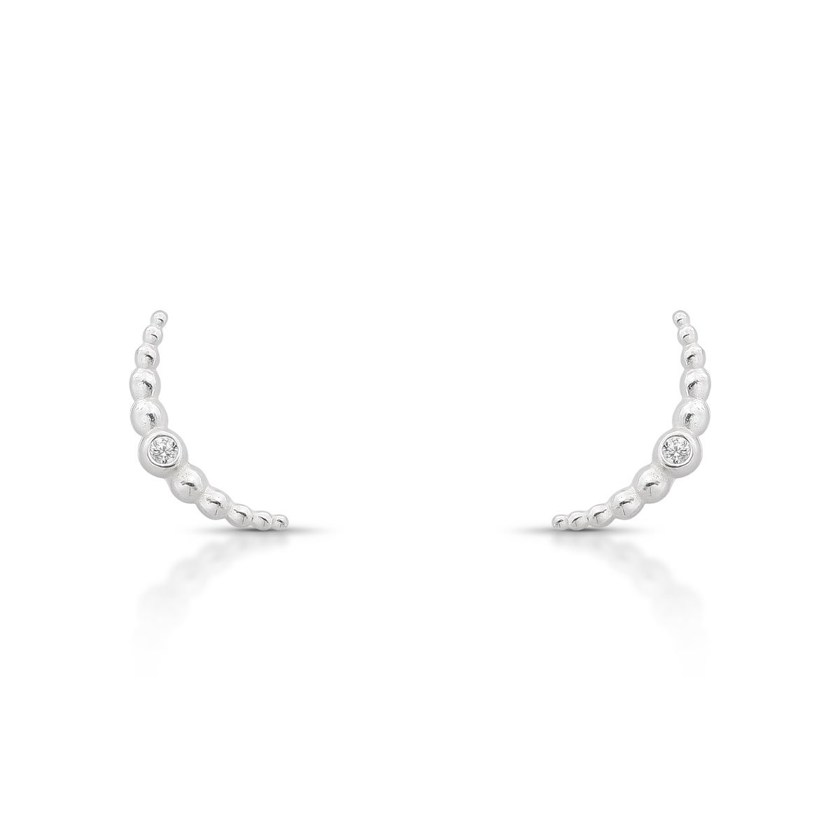 0056634 BRINCO PRATA FIXO MEIO ARO BOLINHAS