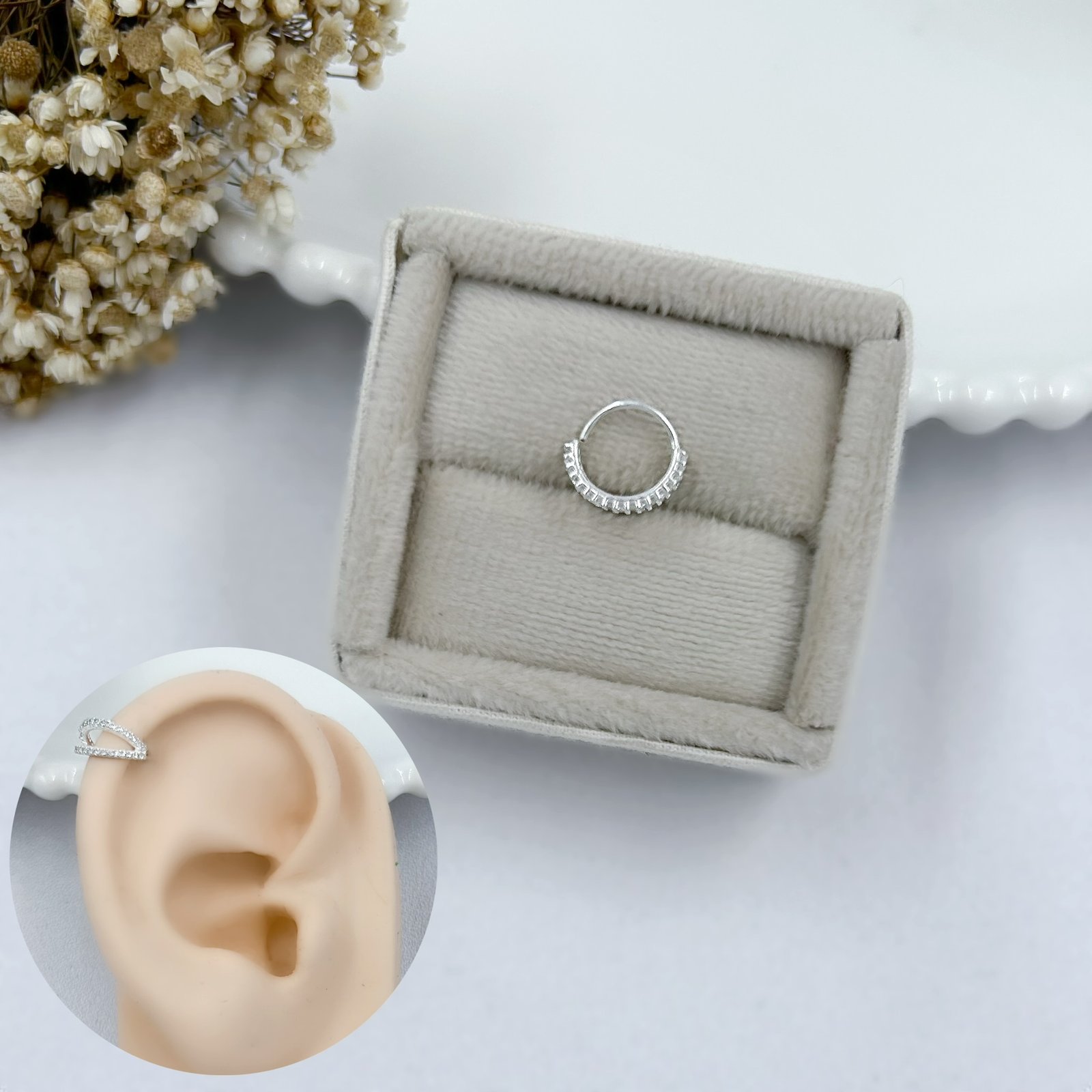 0066158 - PIERCING PRATA ARGOLA DOIS AROS ZIRCONIAS