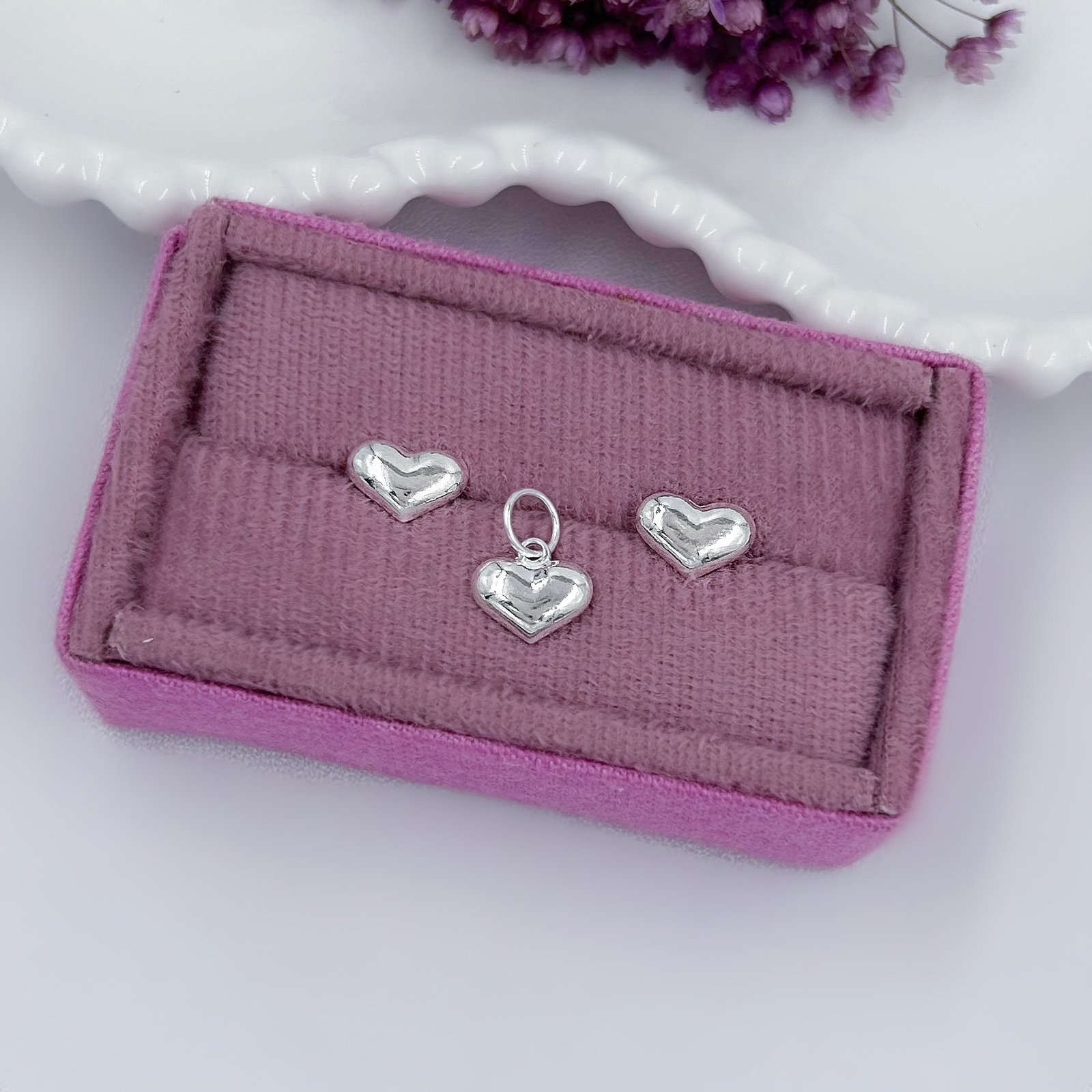 0066534 - CONJUNTO PRATA CORACAO LISO SEM CORRENTE