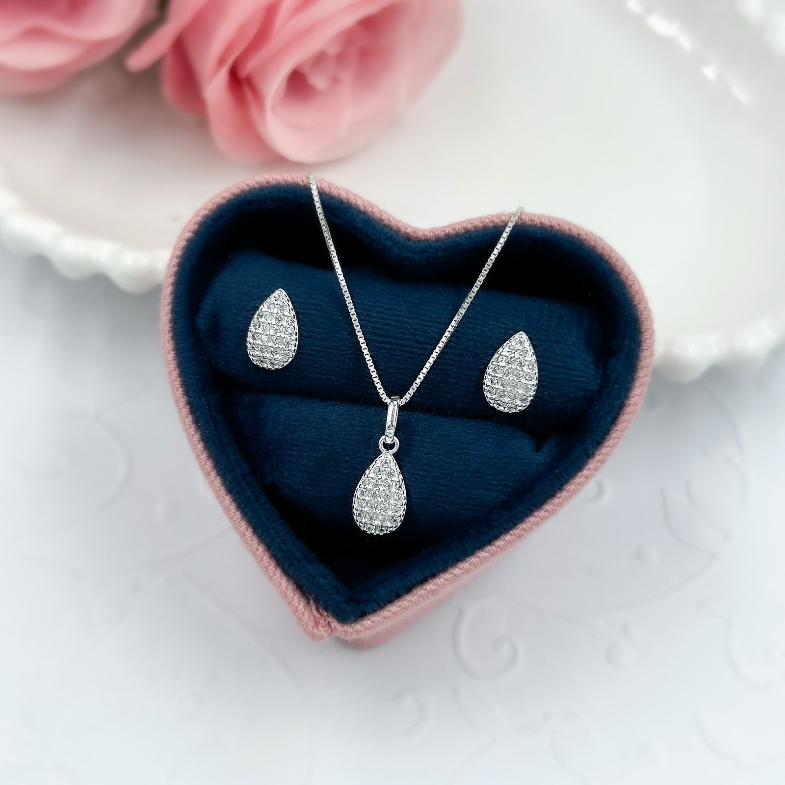 0069595 - CONJUNTO PRATA GOTA CRAVEJADA ZIRCONIA